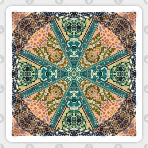 spiritual southwestern ornate orange teal bohemian Sticker by Tina